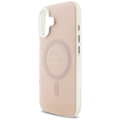 Pouzdro MagSafe pro Apple iPhone 17, Karl Lagerfeld, IML Logo RSG, Růžové