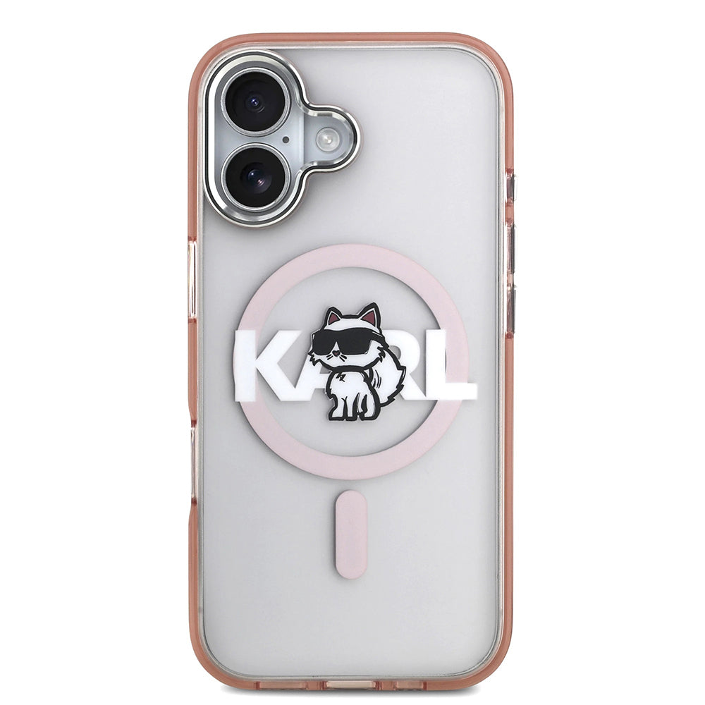 Pouzdro MagSafe pro Apple iPhone 17, Karl Lagerfeld, IML Sketch Logo Choupette, Růžová