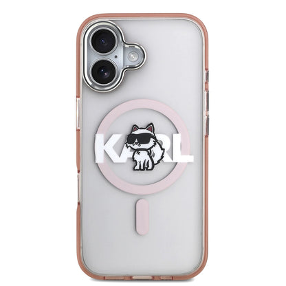 Pouzdro MagSafe pro Apple iPhone 17, Karl Lagerfeld, IML Sketch Logo Choupette, Růžová
