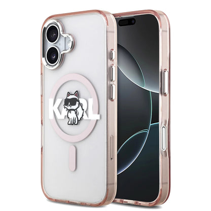 Pouzdro MagSafe pro Apple iPhone 17, Karl Lagerfeld, IML Sketch Logo Choupette, Růžová