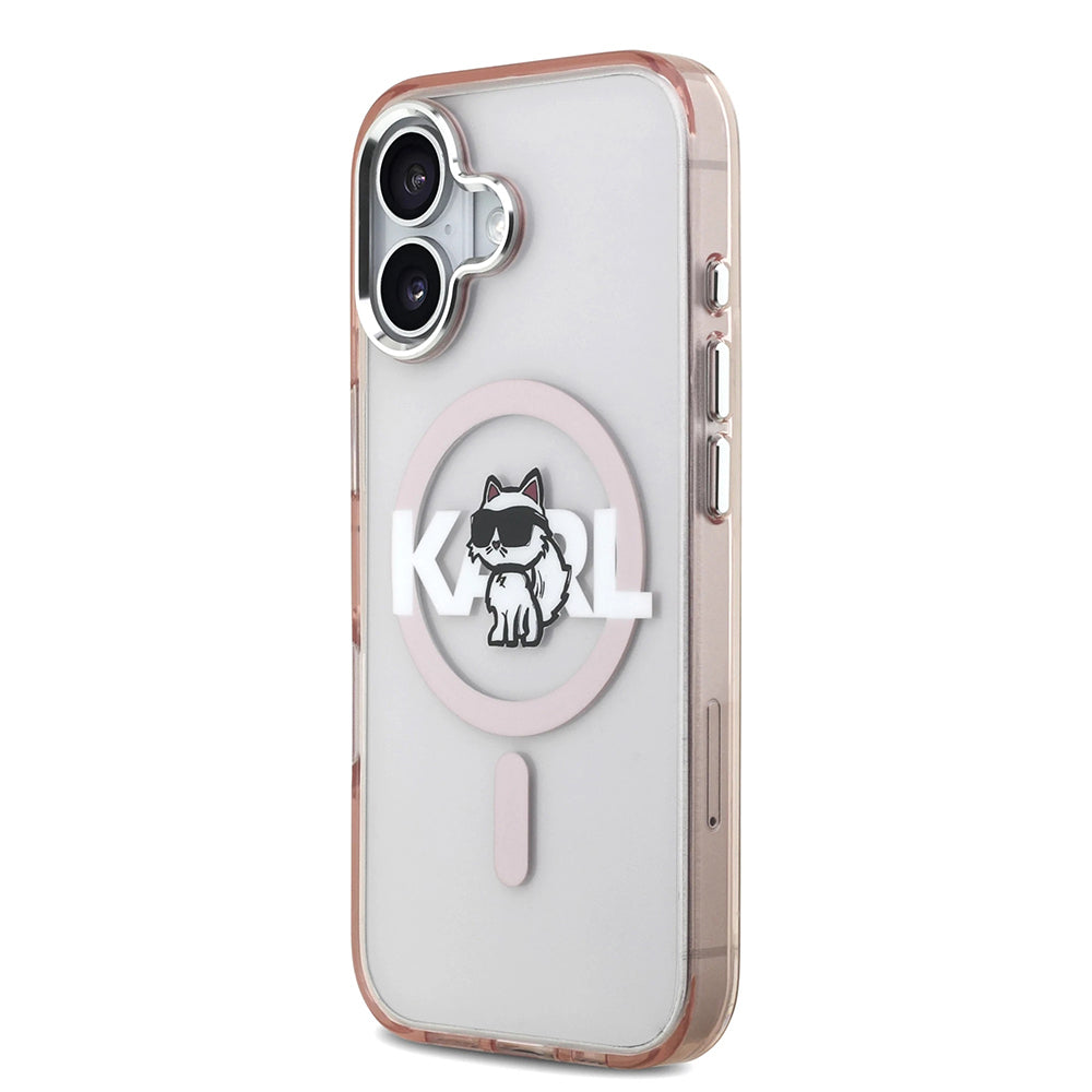 Pouzdro MagSafe pro Apple iPhone 17, Karl Lagerfeld, IML Sketch Logo Choupette, Růžová