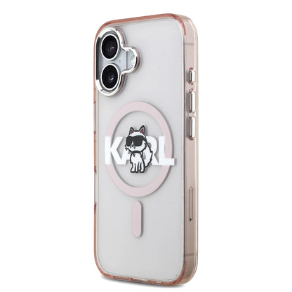 Pouzdro MagSafe pro Apple iPhone 17, Karl Lagerfeld, IML Sketch Logo Choupette, Růžová