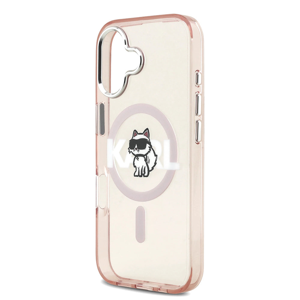 Pouzdro MagSafe pro Apple iPhone 17, Karl Lagerfeld, IML Sketch Logo Choupette, Růžová