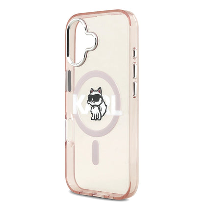 Pouzdro MagSafe pro Apple iPhone 17, Karl Lagerfeld, IML Sketch Logo Choupette, Růžová