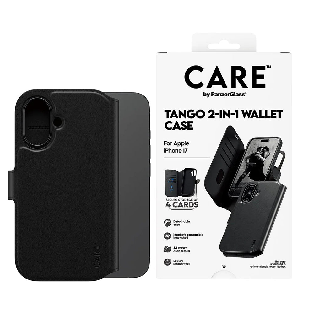 Pouzdro MagSafe pro Apple iPhone 17, PanzerGlass, Care Feature Tango Two-in-One, Černá
