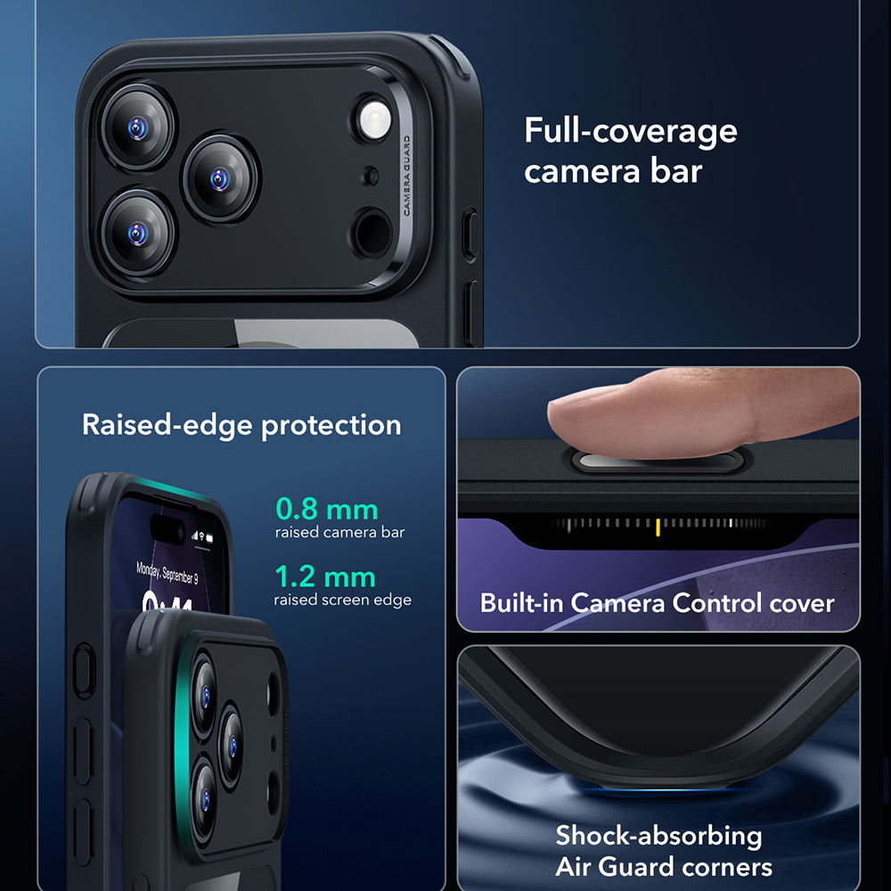 Pouzdro MagSafe pro Apple iPhone 17 Pro, ESR, Classic Hybrid, Černě průhledné