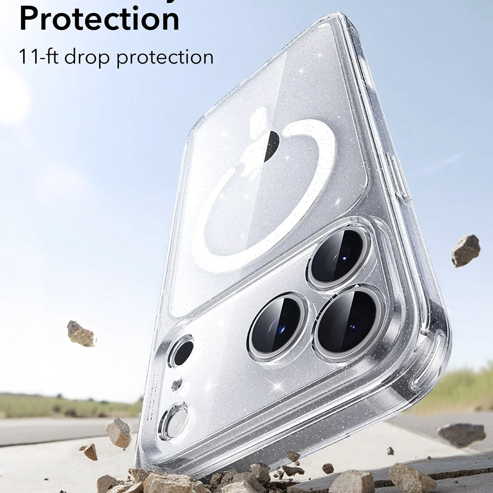 Pouzdro MagSafe pro Apple iPhone 17 Pro, ESR, Classic Hybrid Shimmer, Transparentní