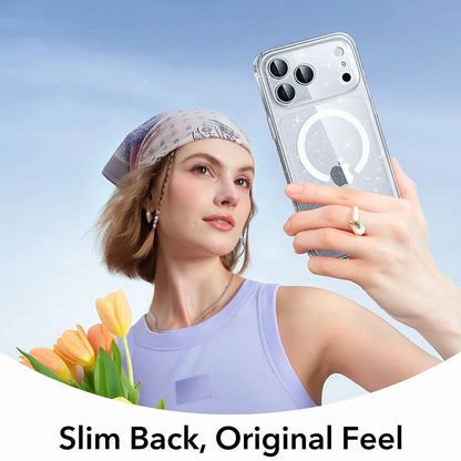 Pouzdro MagSafe pro Apple iPhone 17 Pro, ESR, Classic Hybrid Shimmer, Transparentní