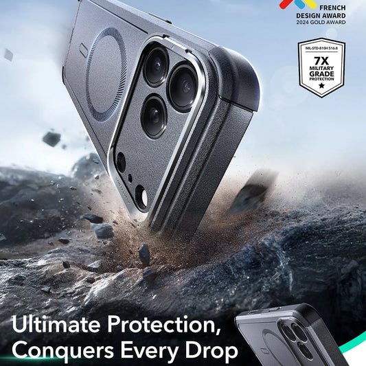 Pouzdro MagSafe pro Apple iPhone 17 Pro, ESR, Cyber Armor Kickstand, Šedé