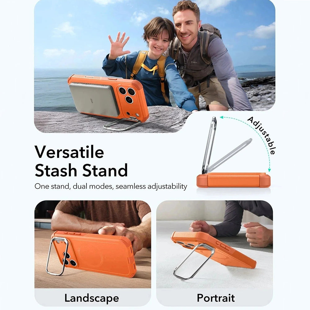 Pouzdro MagSafe pro Apple iPhone 17 Pro, ESR, Cyber Armor Kickstand, Oranžové