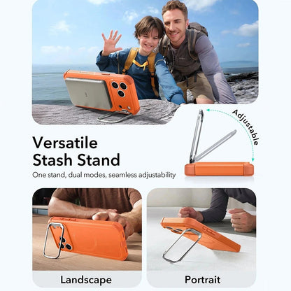 Pouzdro MagSafe pro Apple iPhone 17 Pro, ESR, Cyber Armor Kickstand, Oranžové