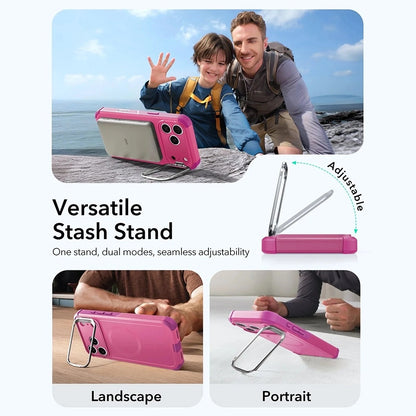 Pouzdro MagSafe pro Apple iPhone 17 Pro, ESR, Cyber Armor Kickstand, Růžové