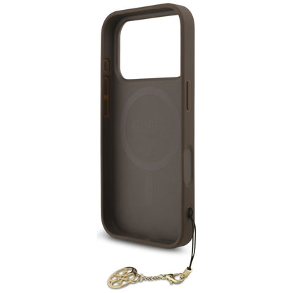 Pouzdro MagSafe pro Apple iPhone 17 Pro, Guess, 4G Charm Cradle, hnědá
