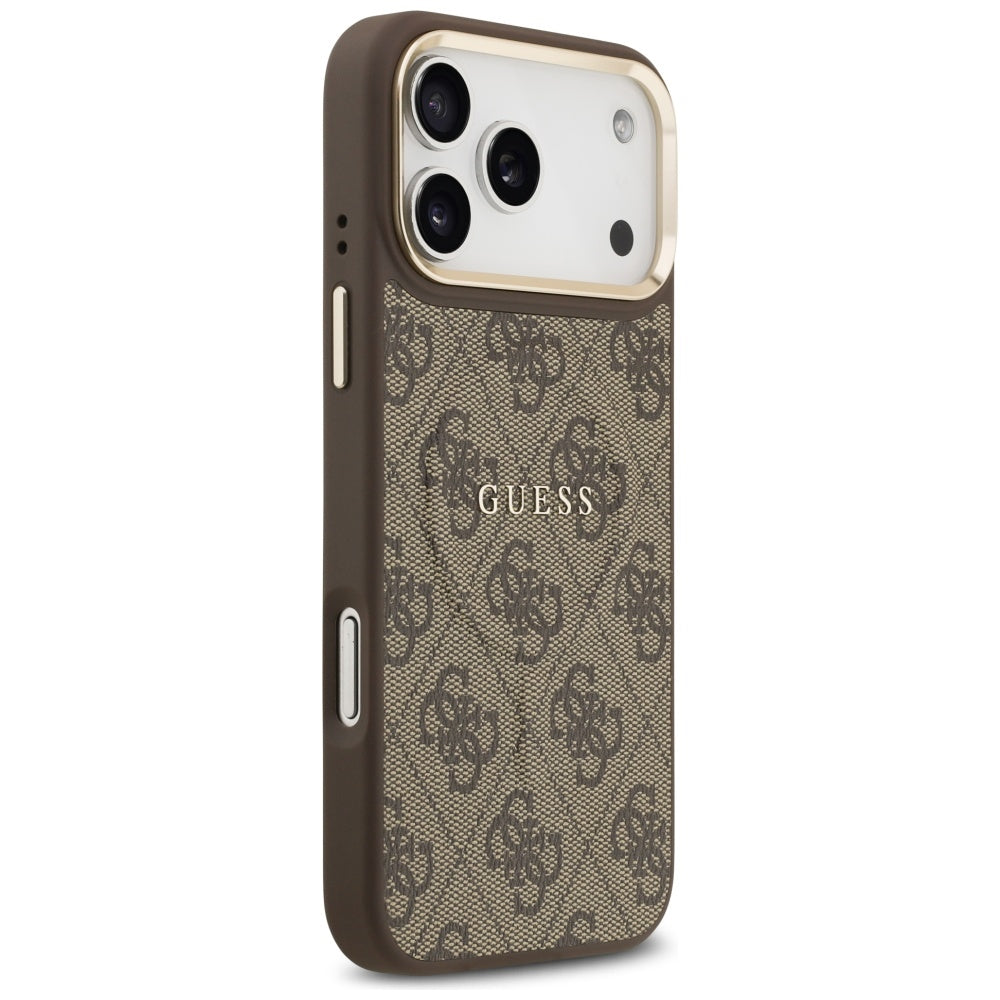 Pouzdro MagSafe pro Apple iPhone 17 Pro, Guess, 4G Classic, Hnědá
