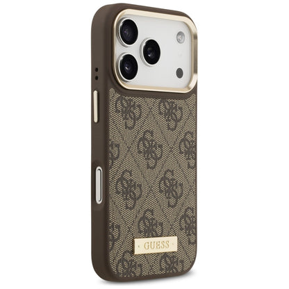 Pouzdro MagSafe pro Apple iPhone 17 Pro, Guess, 4G Logo Plate, Hnědá