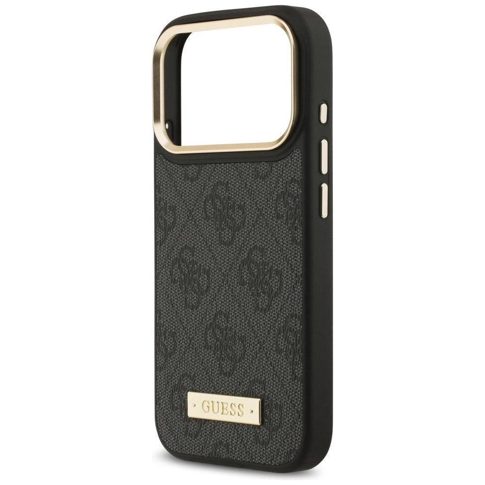 Pouzdro MagSafe pro Apple iPhone 17 Pro, Guess, 4G Logo Plate, Černá