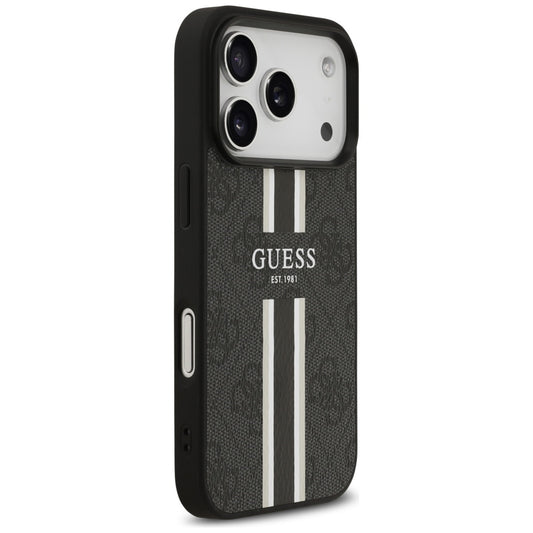 Pouzdro MagSafe pro Apple iPhone 17 Pro, Guess, 4G Printed Stripes, Černá