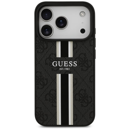 MagSafe Case for Apple iPhone 17 Pro, Guess, 4G Printed Stripes, Black