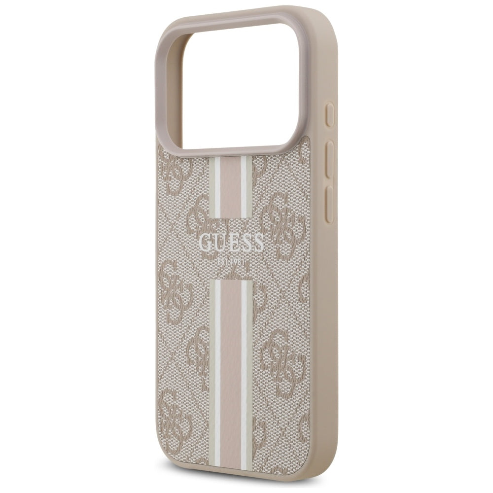 Pouzdro MagSafe pro Apple iPhone 17 Pro, Guess, 4G Printed Stripes, Růžové