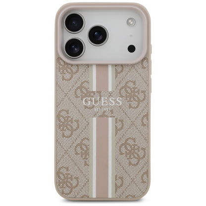 Pouzdro MagSafe pro Apple iPhone 17 Pro, Guess, 4G Printed Stripes, Růžové