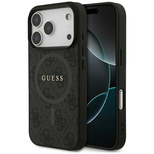 Pouzdro MagSafe pro Apple iPhone 17 Pro, Guess, 4G Ring Classic Logo, Černá