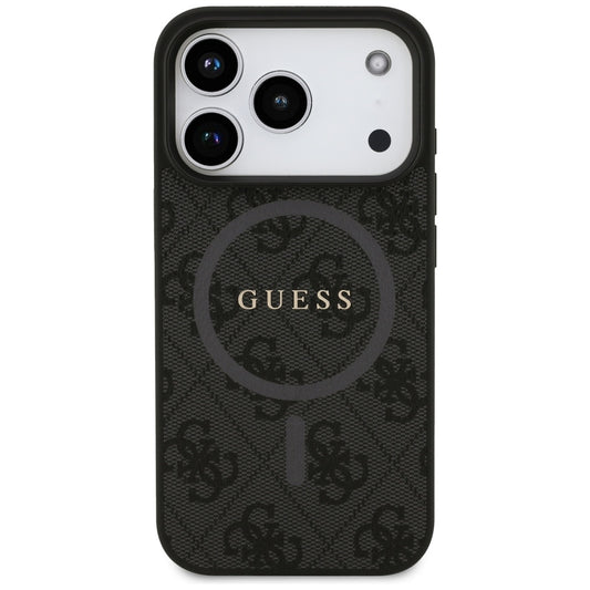 Pouzdro MagSafe pro Apple iPhone 17 Pro, Guess, 4G Ring Classic Logo, Černá