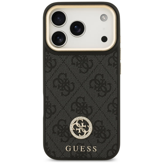 Pouzdro MagSafe pro Apple iPhone 17 Pro, Guess, 4G Strass Logo, Černá