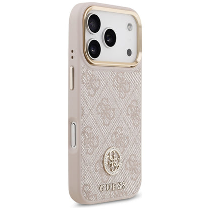 Pouzdro MagSafe pro Apple iPhone 17 Pro, Guess, 4G Strass Logo, Růžové