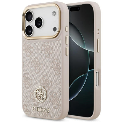 Pouzdro MagSafe pro Apple iPhone 17 Pro, Guess, 4G Strass Logo, Růžové