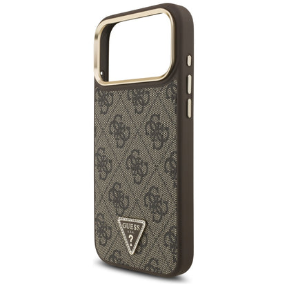 Pouzdro MagSafe pro Apple iPhone 17 Pro, Guess, 4G Triangle Logo, Zlatohnědá