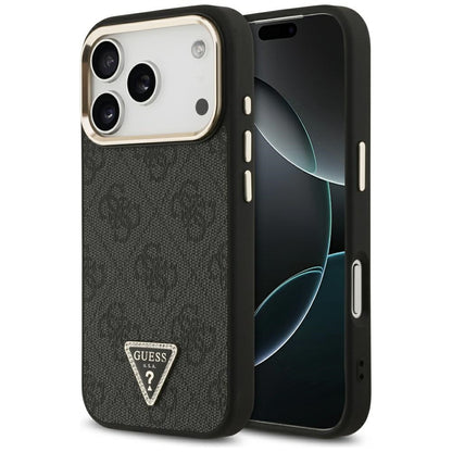 Pouzdro MagSafe pro Apple iPhone 17 Pro, Guess, 4G Triangle Logo, Černé Zlaté