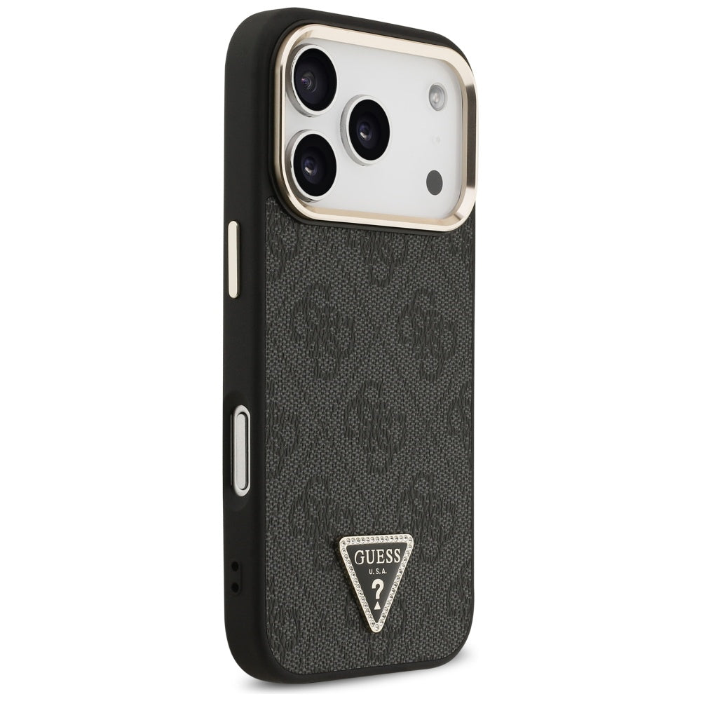 Pouzdro MagSafe pro Apple iPhone 17 Pro, Guess, 4G Triangle Logo, Černé Zlaté