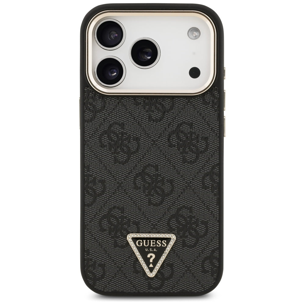 Pouzdro MagSafe pro Apple iPhone 17 Pro, Guess, 4G Triangle Logo, Černé Zlaté
