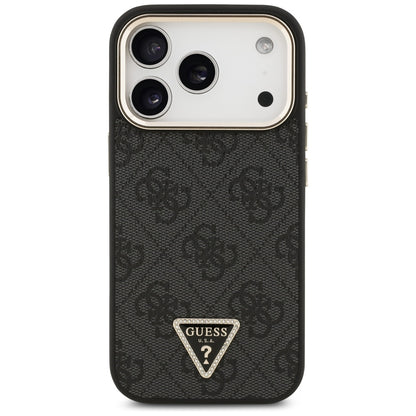 Pouzdro MagSafe pro Apple iPhone 17 Pro, Guess, 4G Triangle Logo, Černé Zlaté