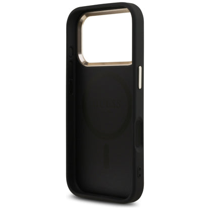 Pouzdro MagSafe pro Apple iPhone 17 Pro, Guess, 4G Triangle Logo, Černé Zlaté