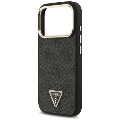 Pouzdro MagSafe pro Apple iPhone 17 Pro, Guess, 4G Triangle Logo, Černé Zlaté