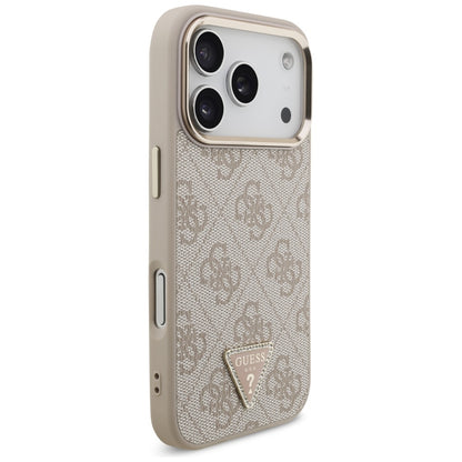 Pouzdro MagSafe pro Apple iPhone 17 Pro, Guess, 4G Triangle Logo, Růžové Zlato