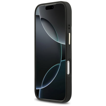 Pouzdro MagSafe pro Apple iPhone 17 Pro, Guess, 4G Triangle Logo with Stand Camera, Černé Zlaté