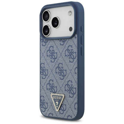 Pouzdro MagSafe pro Apple iPhone 17 Pro, Guess, 4G Triangle Strass, Modrá