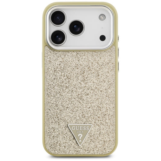 Pouzdro MagSafe pro Apple iPhone 17 Pro, Guess, Glitter Triangle Logo, Zlaté