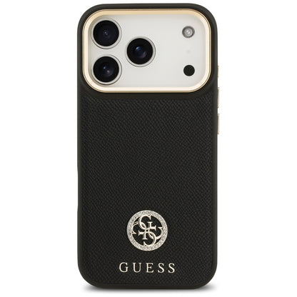 Pouzdro MagSafe pro Apple iPhone 17 Pro, Guess, Grained Strass Logo, Černá