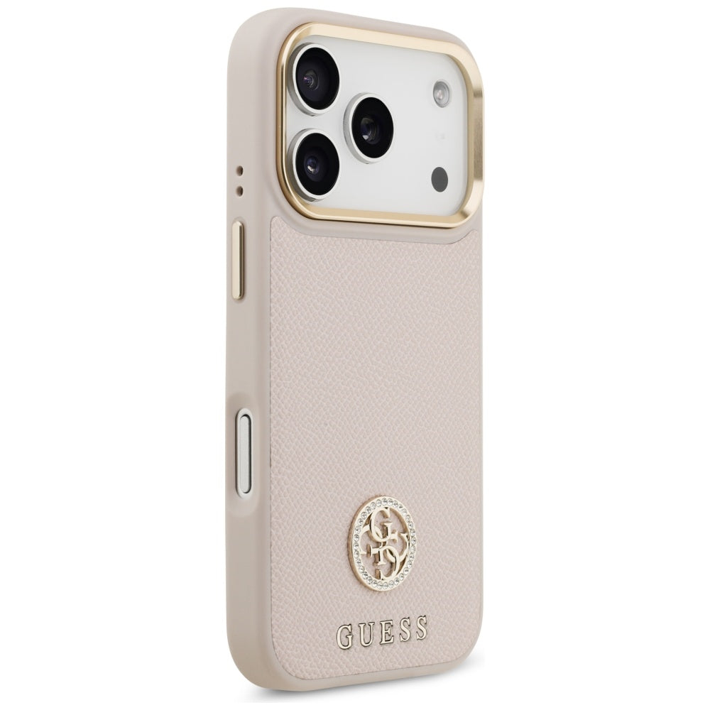 Pouzdro MagSafe pro Apple iPhone 17 Pro, Guess, Grained Strass Logo, Růžové