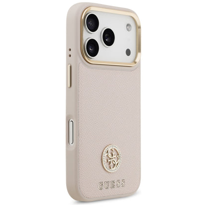 Pouzdro MagSafe pro Apple iPhone 17 Pro, Guess, Grained Strass Logo, Růžové