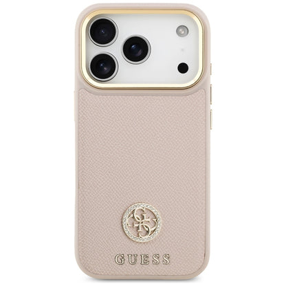 Pouzdro MagSafe pro Apple iPhone 17 Pro, Guess, Grained Strass Logo, Růžové