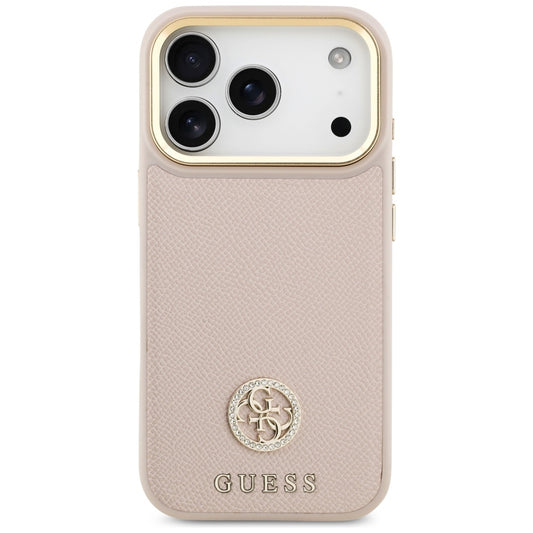 Pouzdro MagSafe pro Apple iPhone 17 Pro, Guess, Grained Strass Logo, Růžové