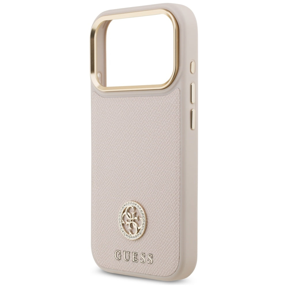 Pouzdro MagSafe pro Apple iPhone 17 Pro, Guess, Grained Strass Logo, Růžové