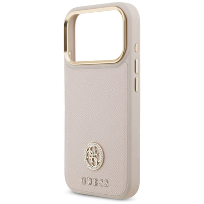 Pouzdro MagSafe pro Apple iPhone 17 Pro, Guess, Grained Strass Logo, Růžové