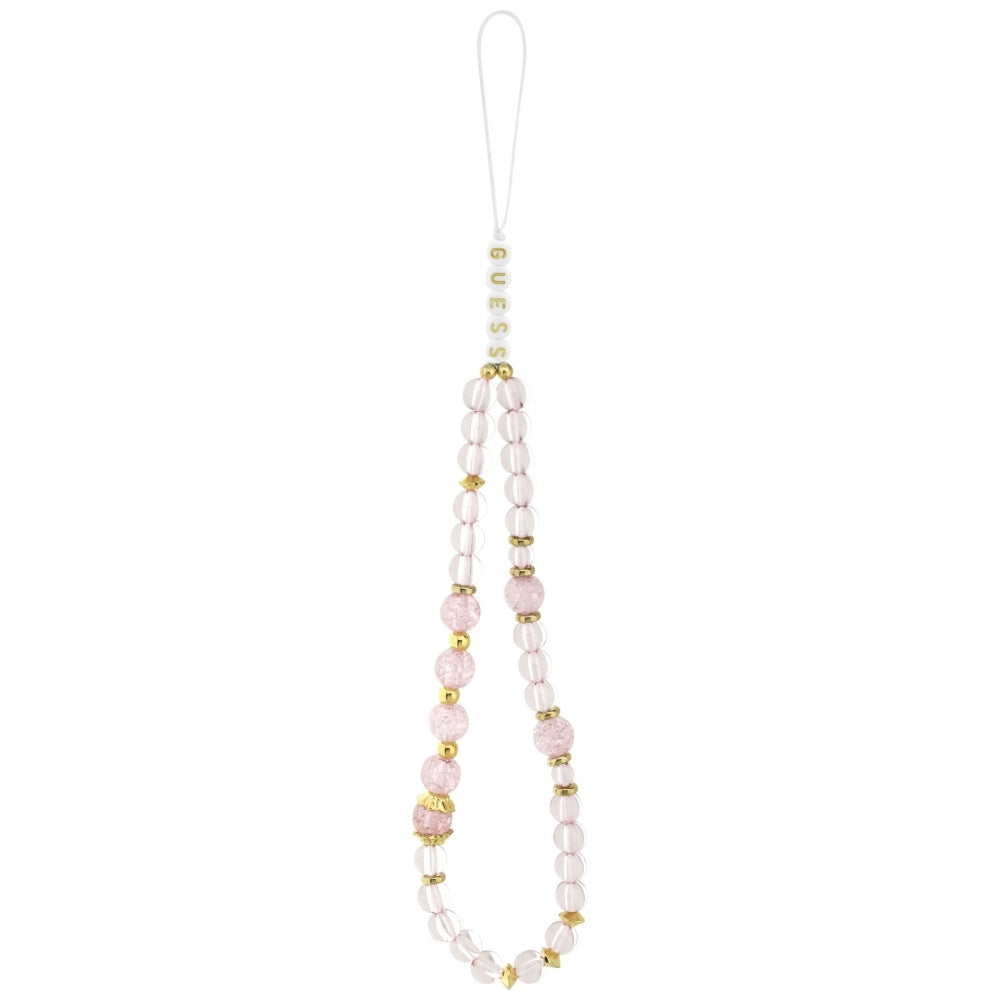 Pouzdro MagSafe pro Apple iPhone 17 Pro, Guess, IML Flowers with Pearl Strap, Růžové