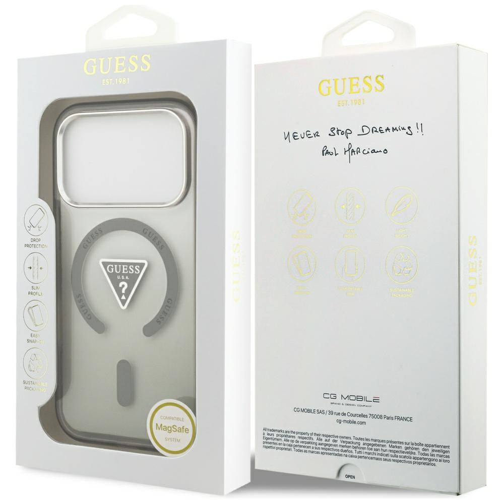 Pouzdro MagSafe pro Apple iPhone 17 Pro, Guess, IML Gradient Triangle Logo, Khaki