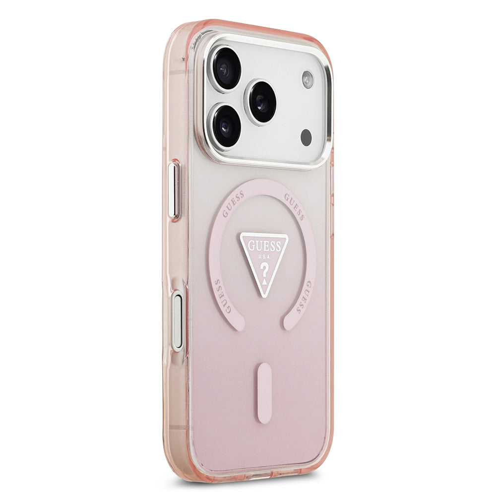 MagSafe Case for Apple iPhone 17 Pro, Guess, IML Gradient Triangle Logo, Pink